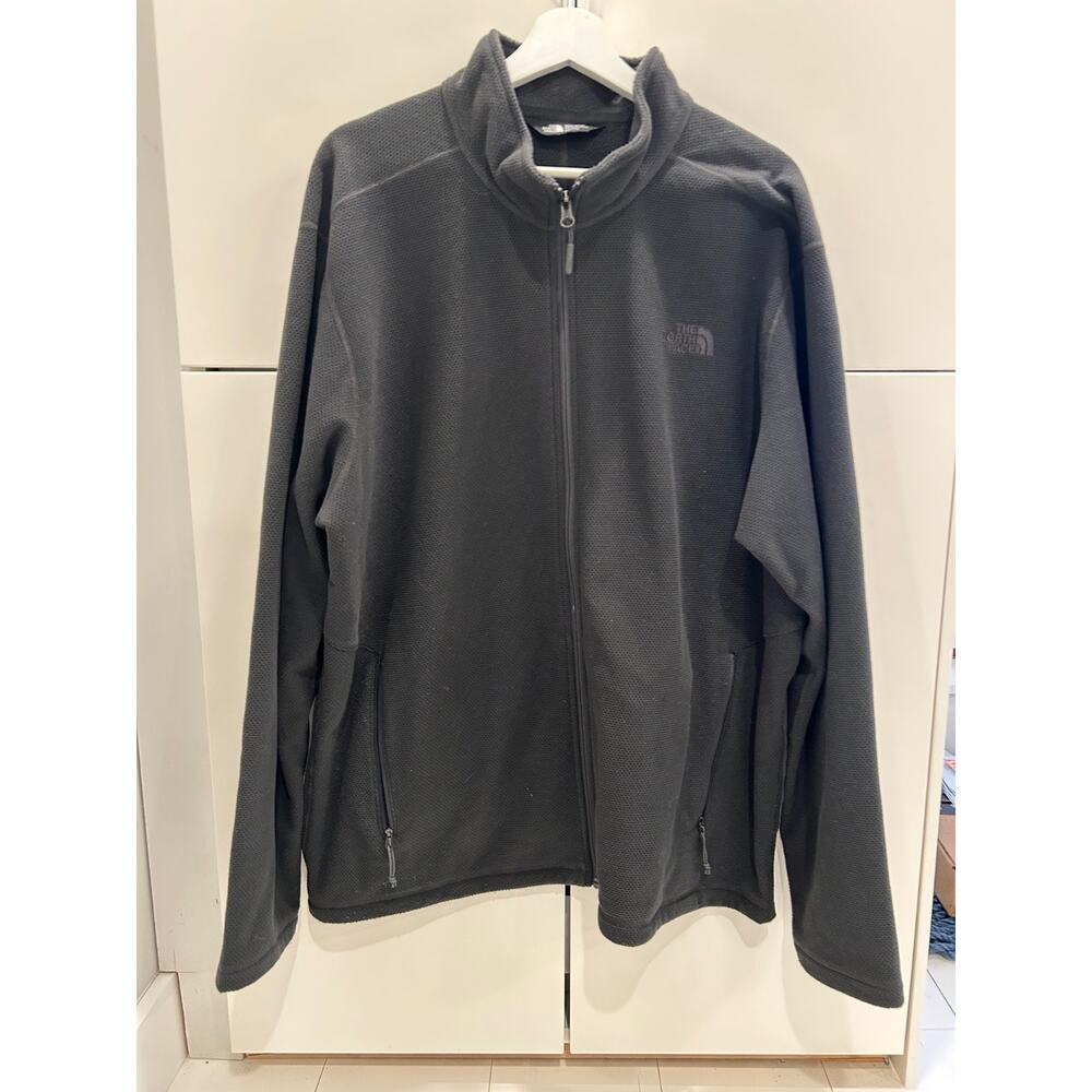 XXL The North Face Jacket Men’s Medium Grey/Black Full Zip Waffle Knit Mock Neck